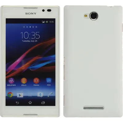 Produktbild von PhoneNatic Case kompatibel mit Sony Xperia C - Hülle weiß gummiert Hard-case + 2 Schutzfolien