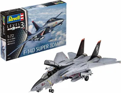 Produktbild von Revell Modellbausatz Flugzeug 1:72 - Grumman F-14D Super Tomcat im Maßstab 1:72, Level 3, originalgetreue Nachbildung mit vielen Details, 03960, 120 Jahr(e), Kunststoff, Junge, 111 Stück(e), 260 mm, 268 mm