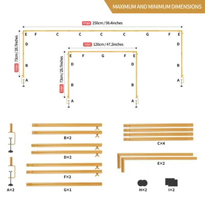Image de Support de table réglable, de 120 à 250 cm, en métal, pour la décoration de fêtes