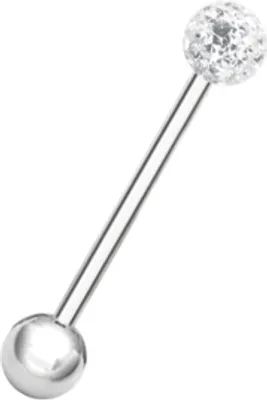 Produktbild von Karisma Zungenpiercing [16 mm] Piercing Titan G23 Mit Kristall Elements Kugel 5mm Epoxyharz Beschichtet Weiss Länge 16 mm