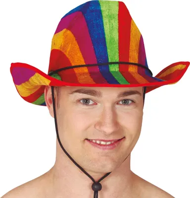 Immagine prodotto di Cappello da cowboy arcobaleno Colorful Party Hat Costume Wild West Carnival Accessory Adventure Headgear Fantasy, Colore: Multicolore