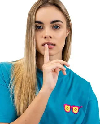 Zdjęcie produktu dla Oversize'owa koszulka Nerd Hunters z modnym motywem okularów, stylowa i wygodna, damska, turkusowa, S