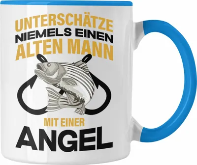 Produktbild von Trendation - Angler Tasse Geschenk Männer Sprüche Lustig für Fischer Geschenkidee Angeln Becher (Blau)