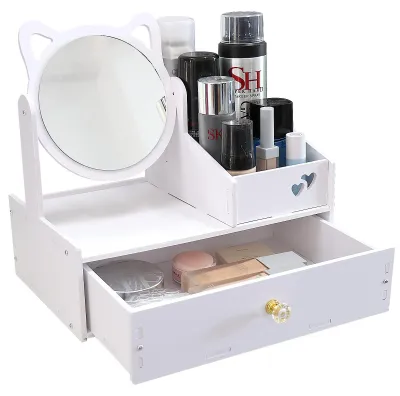 Image de Organisateur de cosmétiques avec miroir pour bureau