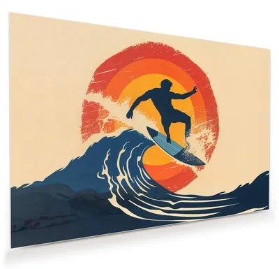 Produktbild von Glasbild 45x30cm in XXL für Wohnzimmer, Schlafzimmer Motiv Surferwelle