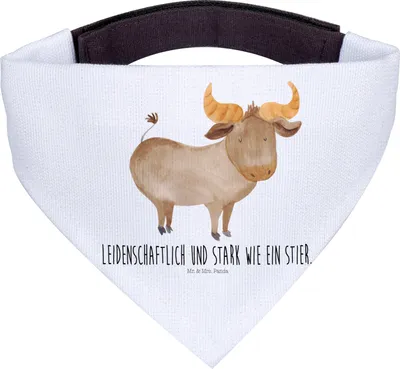 Produktbild von Mr. & Mrs. Panda Hund Halstuch Sternzeichen Stier - Weiß - Geschenk, Für Hunde, Geburtstag April, Mai, Ochse, Tuch, Rind