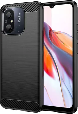 Zdjęcie produktu dla Etui Carbon Case kompatybilne z Xiaomi Redmi 12C Flexible Silicone Carbon Cover Black