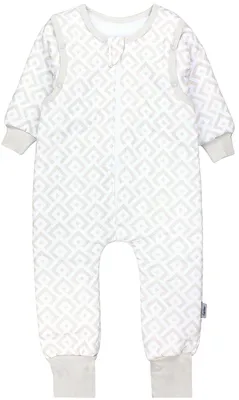 Produktbild von TupTam Baby Schlafsack mit Füßen und Ärmel e Materialien Winterschlafsack, Farbe: Raute Beige Weiß, Größe: 104-110