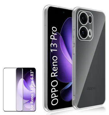 Produktbild von Für Oppo Reno 13 Pro 5G Silikon TPU Case Transparent + Curved H9 Glas Folie Handy Hülle Schutz
