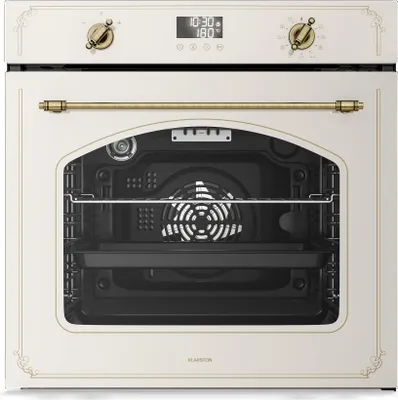 Produktbild von Klarstein Victoria Pyro Einbaubackofen 60 cm – 76L, Pyrolyse, 11 Funktionen, Retro Design, , Timer, Einbau Backofen ohne Kochfeld, Vierfachverglasung, Emaille-Innenraum, Sahne