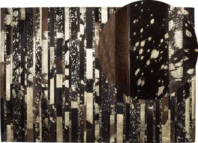 Produktbild von BELIANI Teppich Braun mit Gold 160 x 230 cm aus Leder Abstrakt Patchwork Rechteckig Klassisch