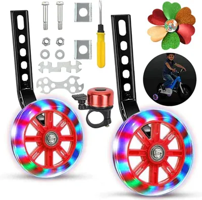 Imagen del producto de Estabilizadores para bicicleta, color rojo, universales, para bicicletas infantiles y de adultos, ruedines de apoyo para mayor seguridad