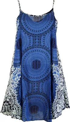 Produktbild von Boho Mandala Minikleid, Trägerkleid, Strandkleid - Indigo, Damen, Blau, Viskose, Kleider