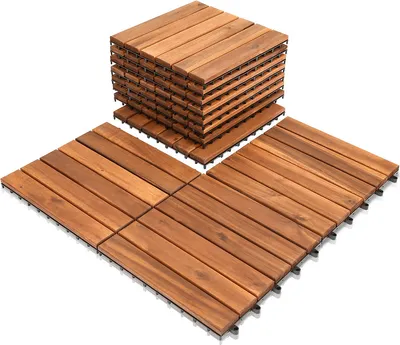 Zdjęcie produktu dla SWANEW płytki drewniane 33 płytki płytki tarasowe 3㎡ akacjowe płytki podłogowe 30x30cm click płytki podłogowe drenaż odporne na warunki atmosferyczne