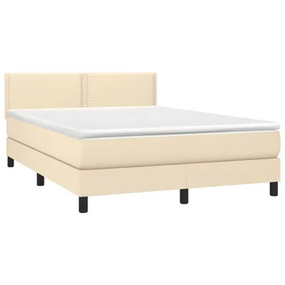 Produktbild von vidaXL Boxspringbett mit Matratze Creme 140x200 cm Stoff