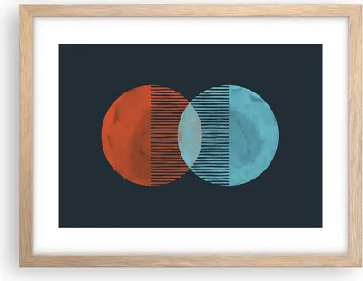 Produktbild von Gerahmtes Poster - Rahmen in heller Eiche - Geometrie Abstraktion Minimalismus - 40x30 cm - Wand Bild - Wanddeko - Wandbilder - Kunstposter - Wandposter - Bilderrahmen - Bilder - P2NAA40x30-5042
