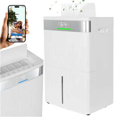 Zdjęcie produktu dla EBERG AQUMO Osuszacz powietrza 45 l/24 h Wi-Fi Jonizacja Higrostat Biały