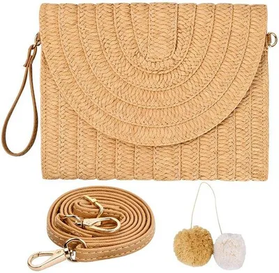 Zdjęcie produktu dla Słomkowa torba plażowa, styl boho, damska, 27 x 20 cm
