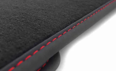 Produktbild von Fußmatten für Seat Leon 4 IV KL / ST / Cupra Leon passend Velours Premium Matten Innen Automatten mit Roter Ziernaht, 4-teilig