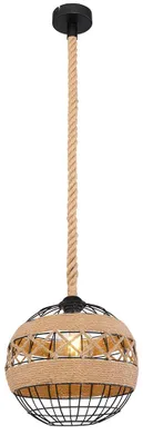 Produktbild von Hängeleuchte, Hanfseil,  Kugel, schwarz, H 120 cm