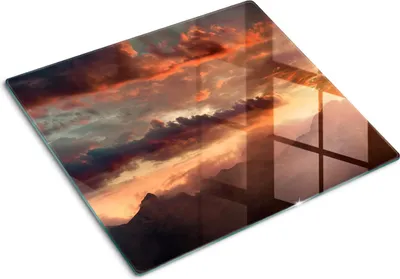 Obrázek produktu pro Kryt varné desky – Kryt na indukční desku – Ochranná skleněná deska – 60x52 cm – Skleněné ochranné desky na sporák –Tvrzené sklo –Hora západu slunce