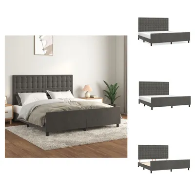 Produktbild von vidaXL Bettgestell mit Kopfteil Dunkelgrau 160x200 cm Samt -  Betten & Bettgestelle
