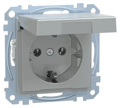 Produktbild von Merten SCHUKO-Steckdose mit Klappdeckel, Steckklemmen, aluminium