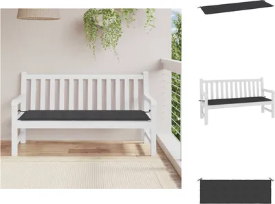 Image de vidaXL Coussin pour banc de jardin Noir 150x50x3 cm Tissu Oxford - coussin d'assise