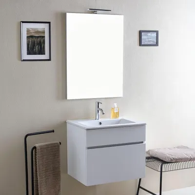 Immagine prodotto di Mobile da bagno sospeso 60 cm bianco legno | Sole