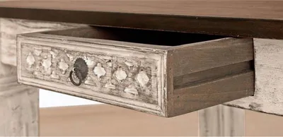 Produktbild von MASSIVMOEBEL24 Esstisch Mango / Akazie 130x90x76 weiß gewachst CASTLE-ANTIK #106