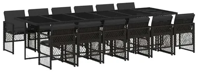 Image de vidaXL Ensemble de jardin 13 pièces avec coussins Noir Poly Rattan