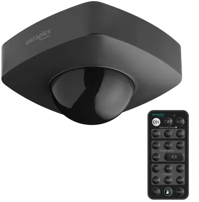 Productafbeelding van 360° bewegingsmelder buiten met afstandsbediening IP65 antraciet 230V