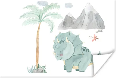 Produktbild von MuchoWow® Poster Kinderzimmer - Dinosaurier - Berg - Jungen - Mädchen - Kind 180x120 cm - Fotoplakat