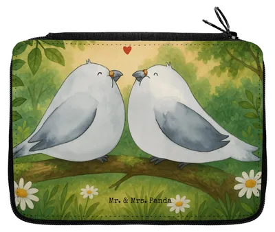 Produktbild von Mr. & Mrs. Panda Etui Turteltauben Liebe Design - Weiß - Geschenk, Federmäppchen, Hochzeitstag, Federmappe, Tauben, Freundin, Verliebt, Schuletui, Federtasche