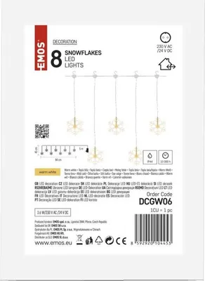 Obrázok produktu pre LED vianočný záves - SCHNEEFLOCKEN, 84 cm, vnútorný, teplá biela