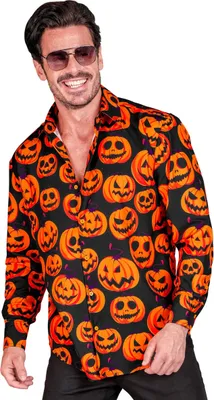 Immagine prodotto di Camicia da uomo con zucca Halloween nero arancione - XXL