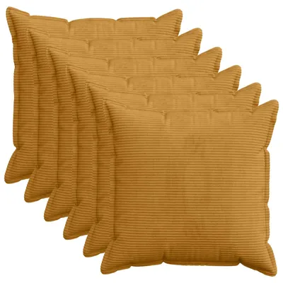 Obrázok produktu pre vidaXL Vankúšový poťah, 6 ks, farba: žltá, materiál: Cord, rozmer: 80 x 80 cm