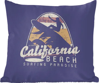 Produktbild von MuchoWow® Zierkissen Sofakissen Wohnzimmer Dekokissen 50x50 cm Vintage - Surfen - Surfbrett - Komfort - Sofakissen