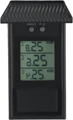 Productafbeelding van Digitale thermometer - Max Min thermometer - Klimaat bewaken - IP45 vochtbescherming - -20 tot 50 graden - Zwart