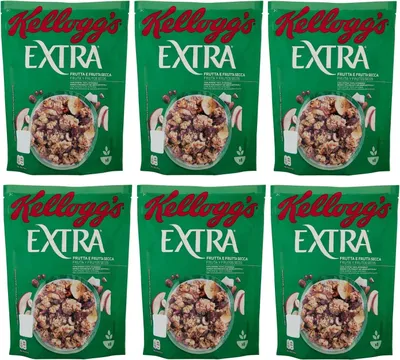 Produktbild von 6x Kellogg's Extra Frutta e Frutta Secca Knusprige Haferflocken mit Dehydrierten Früchten 375g-Packung