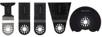 Imagen del producto de ONF3 - Juego de 5 hojas de sierra oscilante - Accesorios universales para multiherramientas - Acero al carbono - - Para madera y plástico - Para profesionales