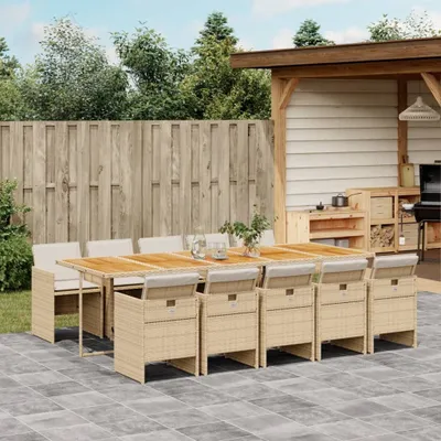 Productafbeelding van Maison Exclusive - Tuinset voor buiten, 11-delig, met kussens, beige, van polyrotan