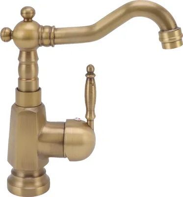 Obrázek produktu pro Koupelnová dřezová baterie Starožitná mosazná baterie Vanity Mixer Faucet Heightening Single Handle Wash Basin Tap s hadicemi pro domácnost
