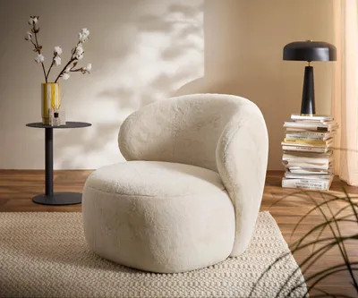 Produktbild von DELIFE Loungesessel Pulo 80x80 cm Plüsch Creme-Weiß