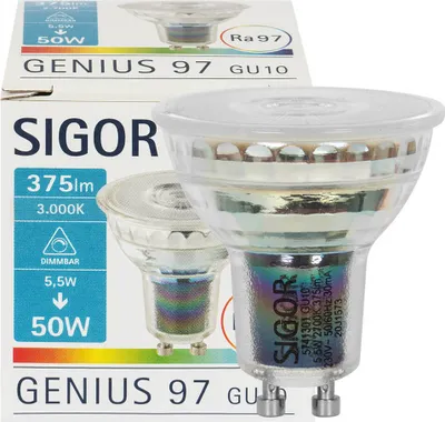 Zdjęcie produktu dla Reflektor LED SIGOR 5,5W Genius 97 GU10 375lm 3000K 36° z możliwością ściemniania QPAR51