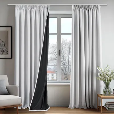 Immagine prodotto di Tende oscuranti con passamaneria, colore bianco, 140 x 145 cm, set di 2 pannelli