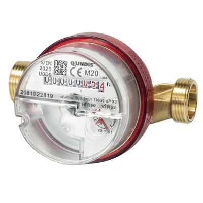 Produktbild von Verschraubungs-Wasserzähler Qundis Q water 4, warm 90°, 110mm x 3/4" AG, Q3 = 2,5 m3/h