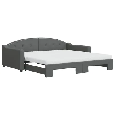 Image de vidaXL Lit de jour extensible avec matelas gris foncé 100x200 cm Tissu
