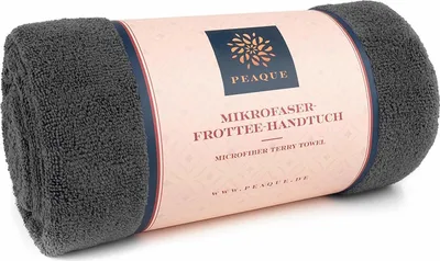 Produktbild von Mikrofaser-Handtuch mit Frottee-Struktur, 2er Set, Grau, 120x60 cm, Saunahandtuch, Badehandtuch, saugstark, schnelltrocknend, kompakt, antibakteriell