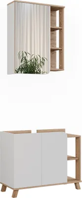 Immagine prodotto di Set di mobili da bagno Vicco Karen Sonoma/Bianco 2 parti, Model 55409